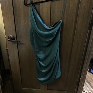 Dry Goods Blue Asymmetrical Ruched Slip Dress